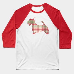 Scottish Terrier in Plaid Baseball T-Shirt